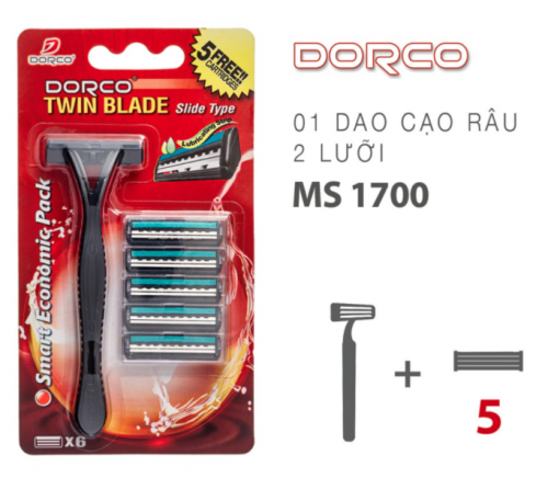 Dao Cạo Dâu 2 Lưỡi DORCO MS1700- 5 Đầu Cạo Thay Thế